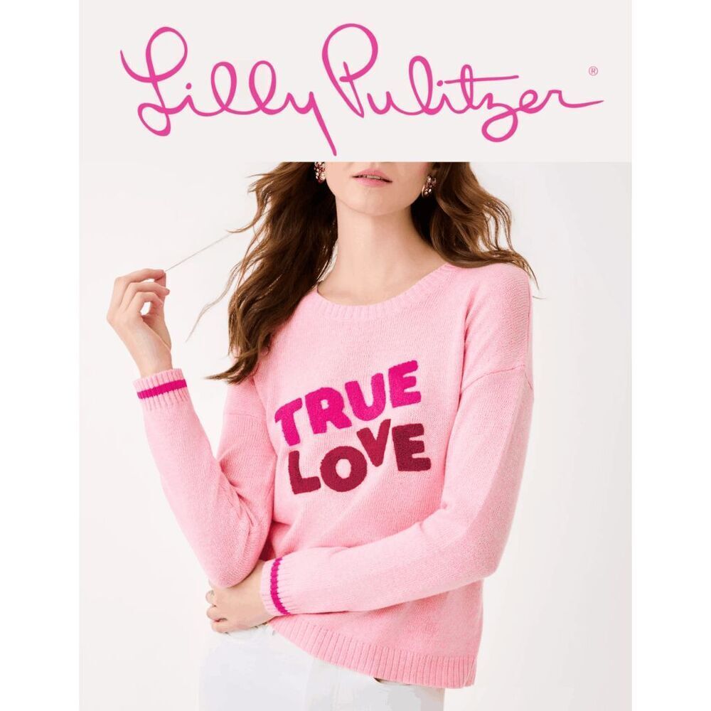 NWT LILLY PULITZER Long Sleeve Pink Love Pippy Sweater SIZE M, L, XL MSRP $128